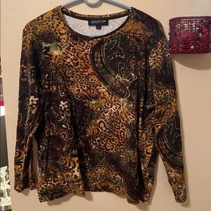 🍀Jones New York 3/4 Sleeve Cheetah Animal Printed Top Size 1X